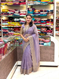 Soft and moss party wear saree_ levender