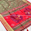 Patola Paithani Saree_Anjiri with Red