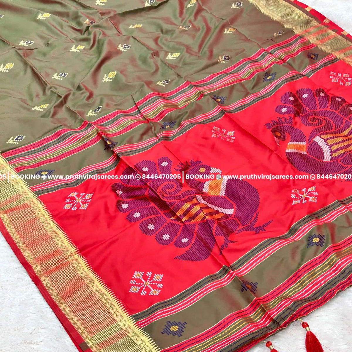Patola Paithani Saree_Anjiri with Red