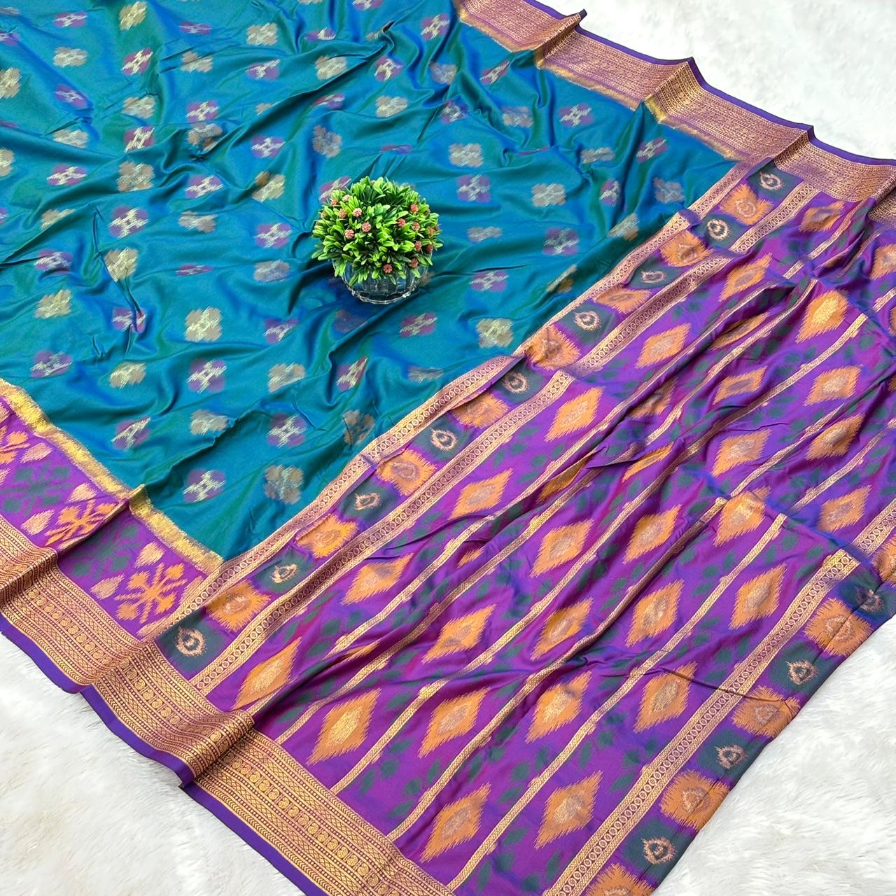 Authentic Handloom Ikat Silk Saree-  MORPANKHI