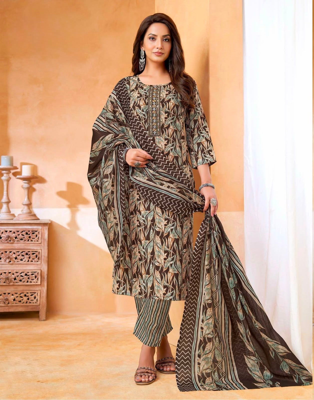 American Crepe 3-Piece Suit Set – BROWN