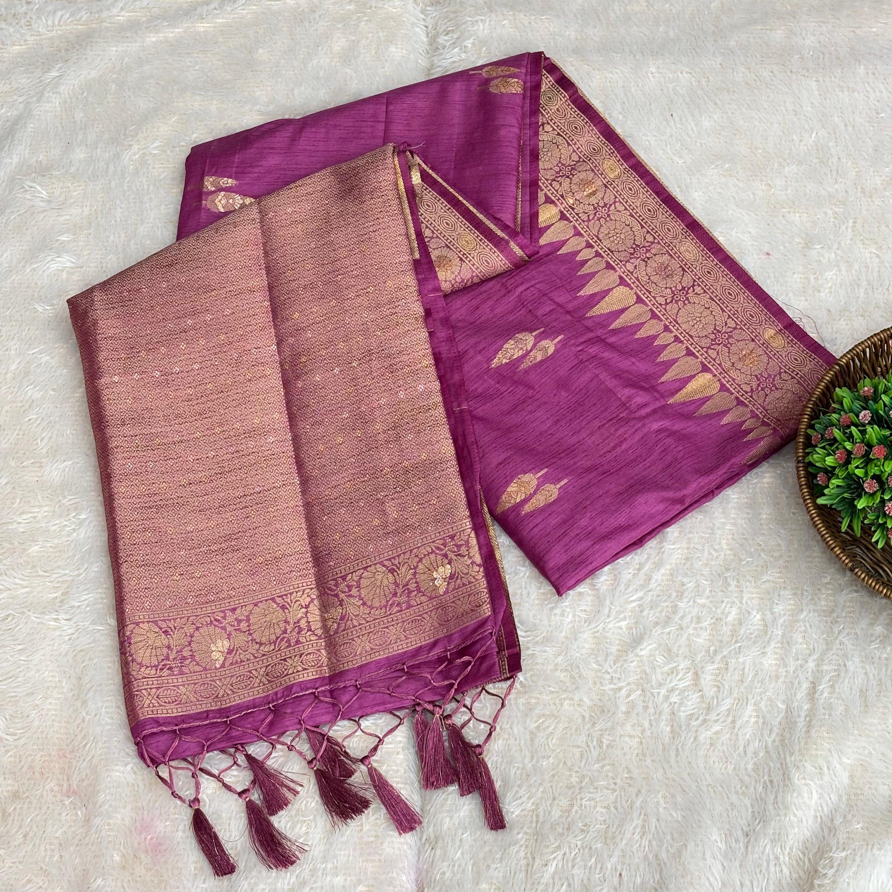 Banarasi silk saree- ONION PINK