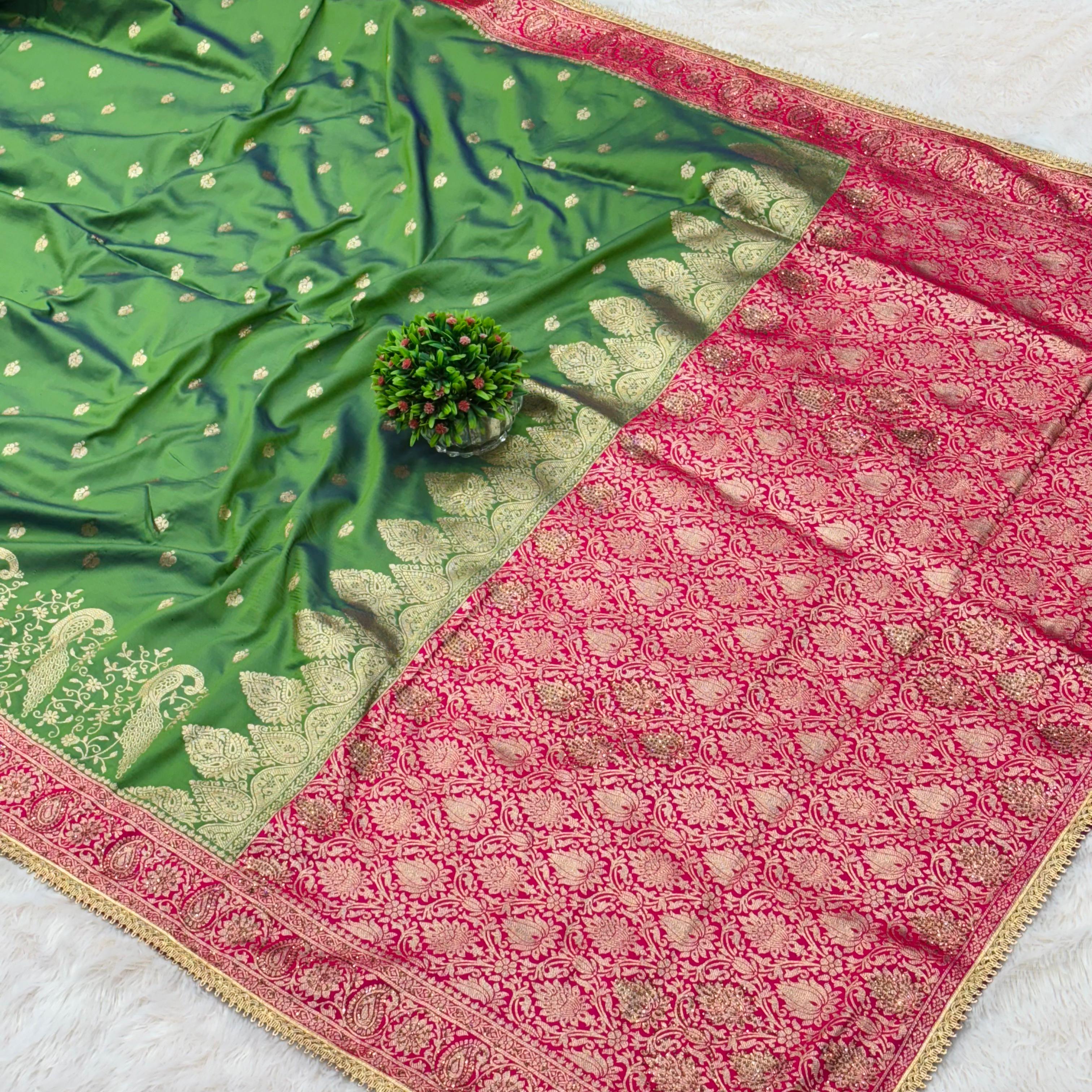 Banarsi work saree-GREEN