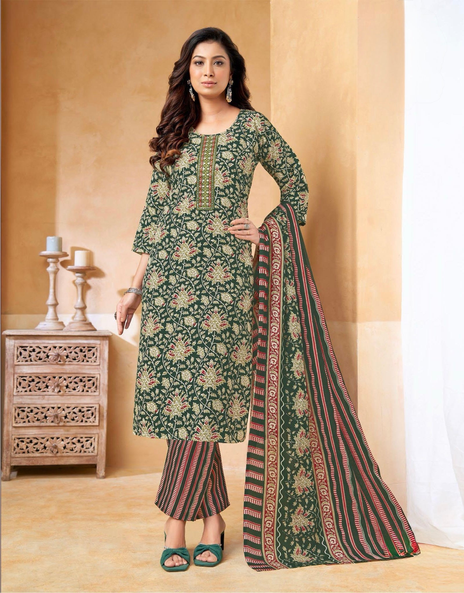 American Crepe 3-Piece Suit Set –Green