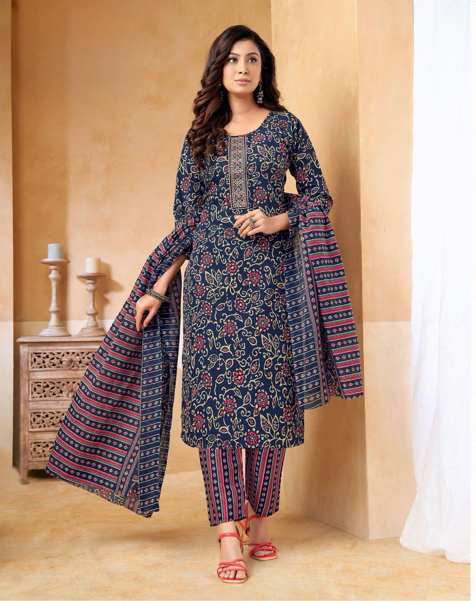 American Crepe 3-Piece Suit Set – Navy Blue