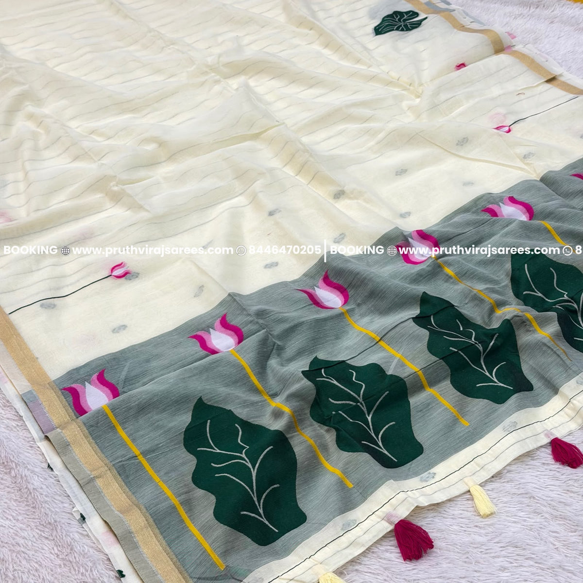 Cotton Silk Mix Thread Work_ off white
