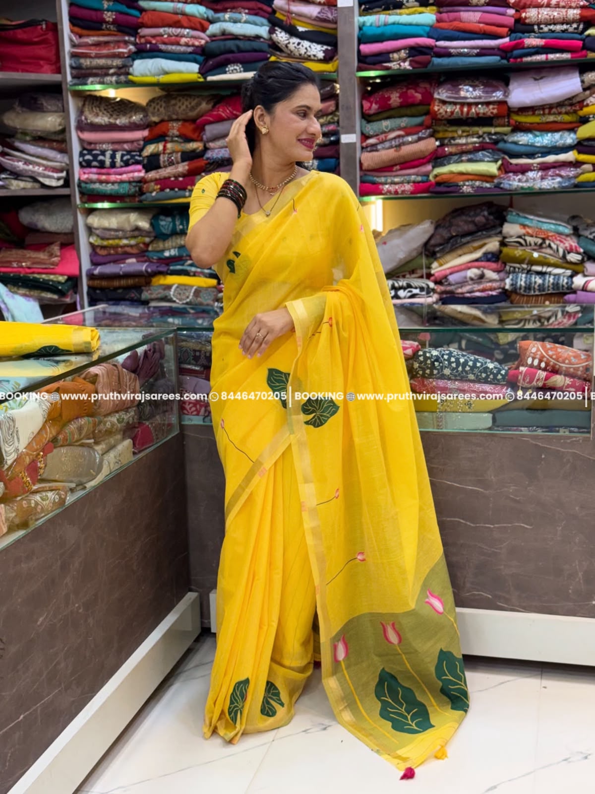 Cotton Silk Mix Thread Work_Yellow