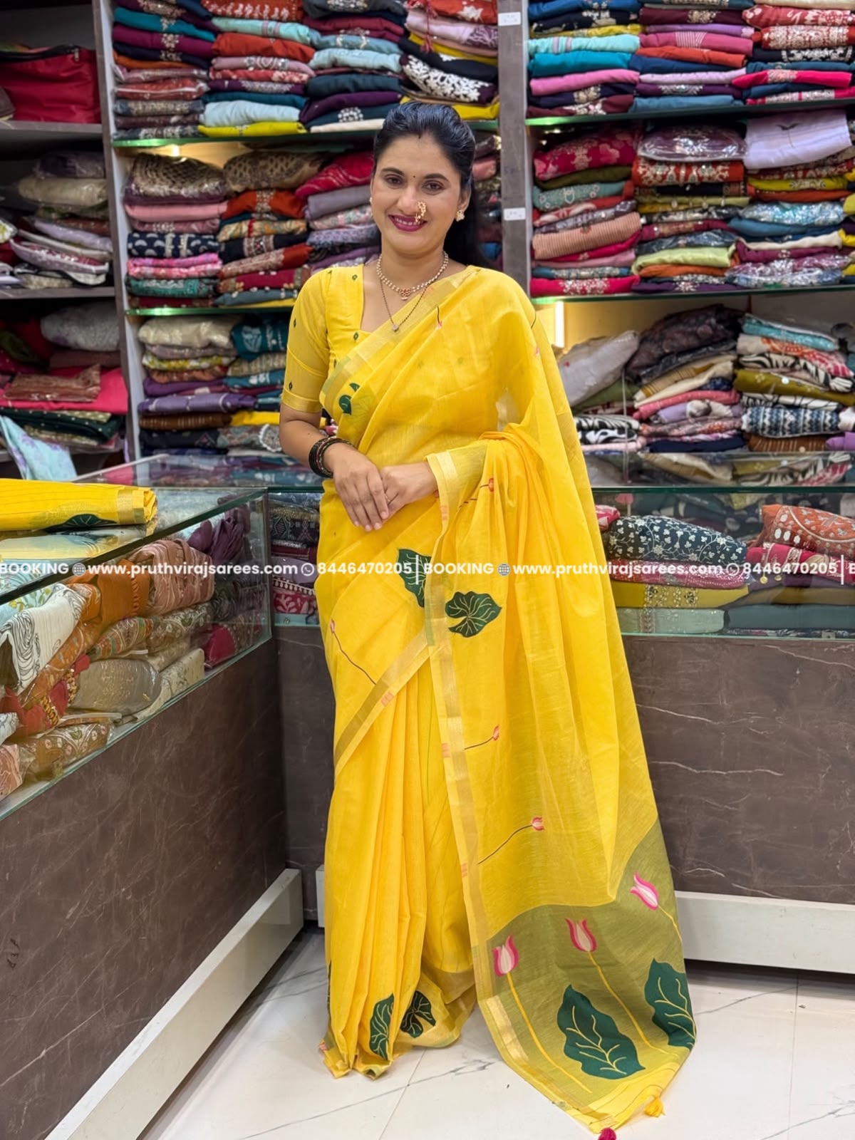Cotton Silk Mix Thread Work_Yellow