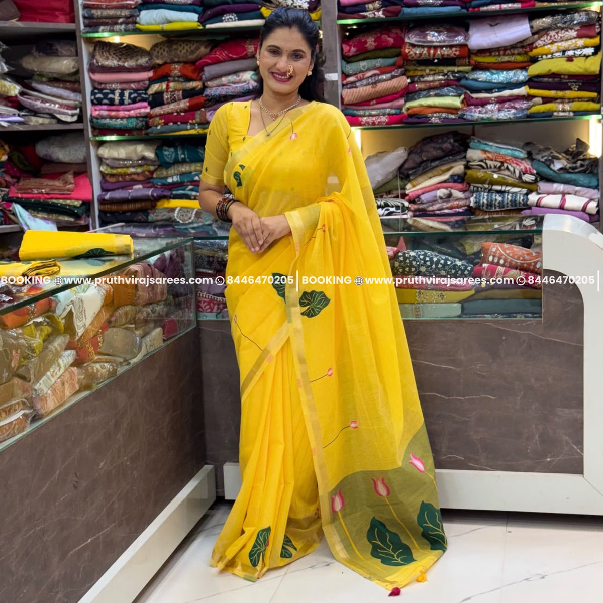 Cotton Silk Mix Thread Work_Yellow