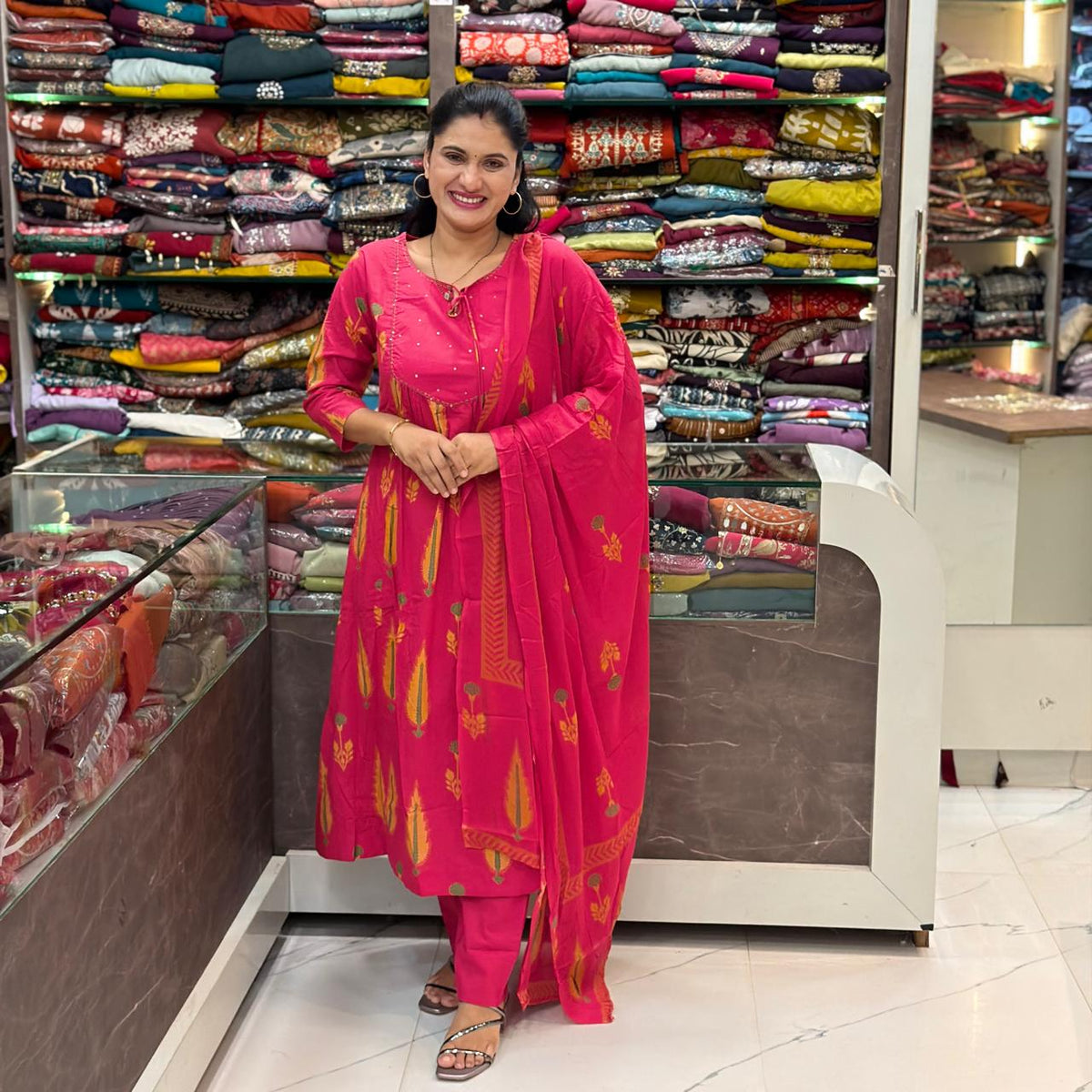 Best A-Line 3-Piece Kurti Set_Pink