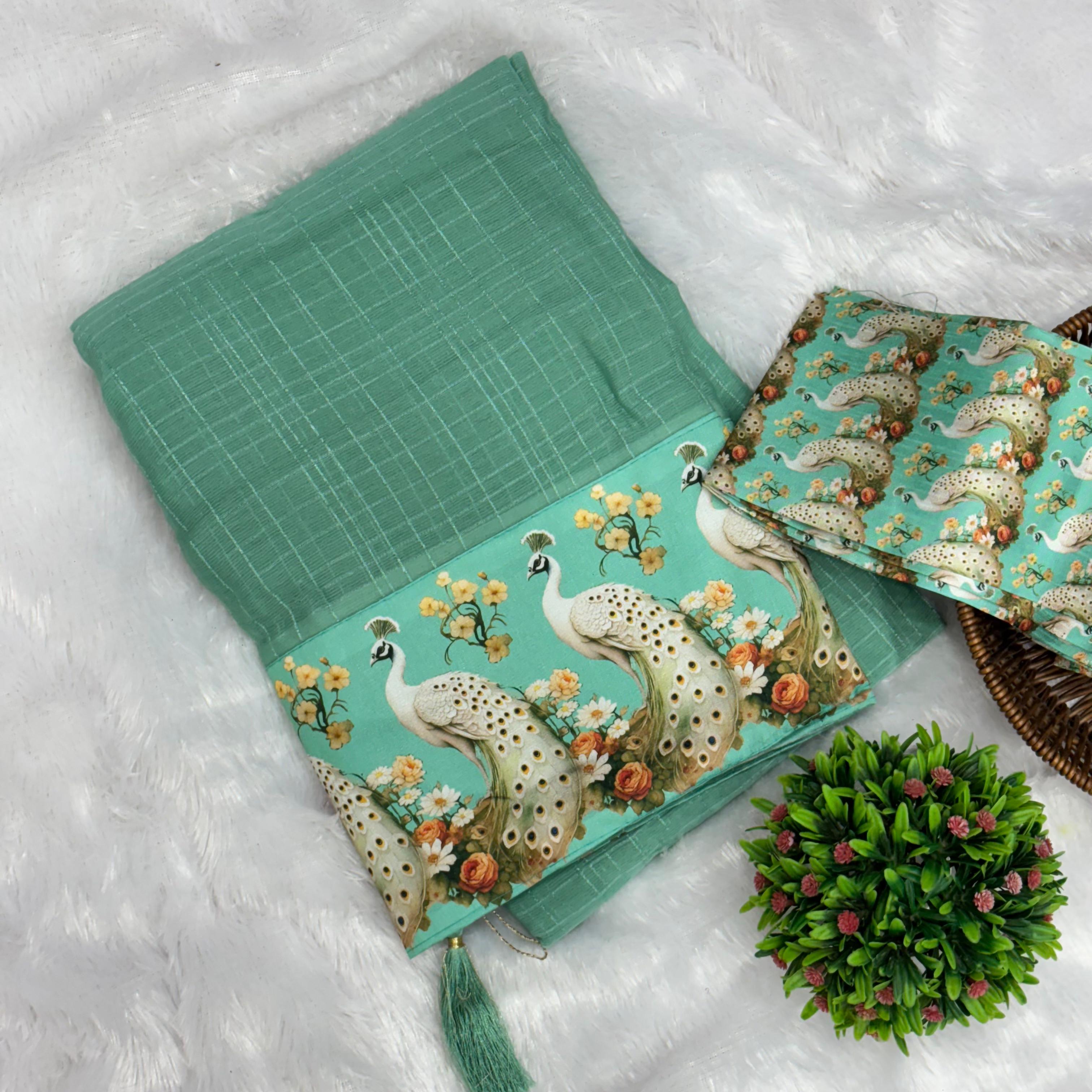 Mayuri Marble Chiffon Saree_Rama