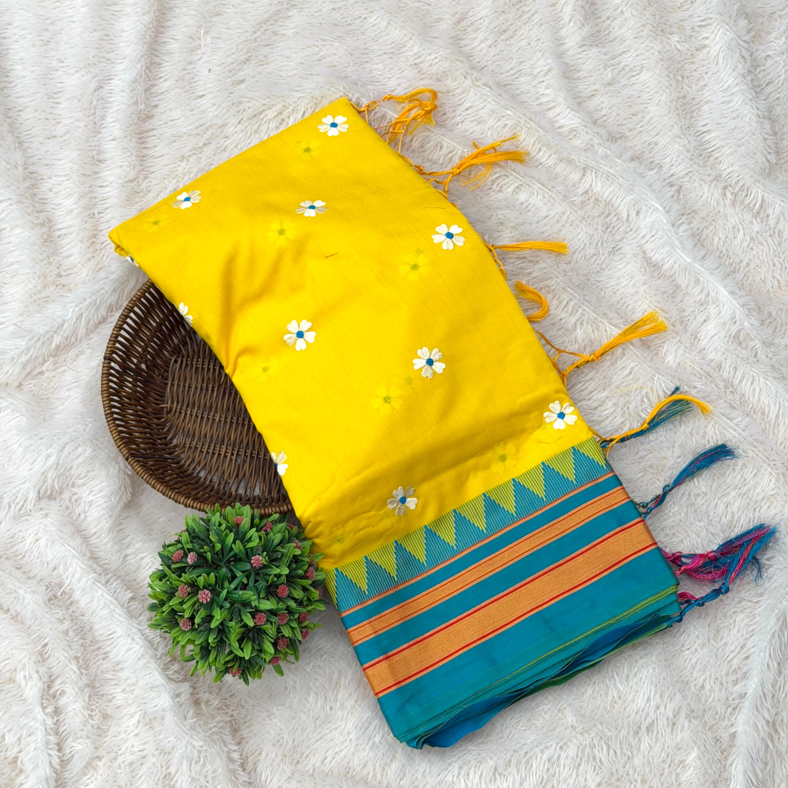 Sadafuli irakal saree - Yellow