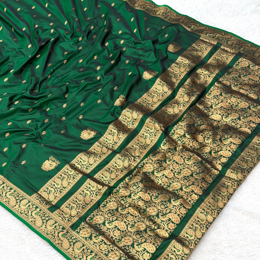 Silk Peshwai Saree - Green