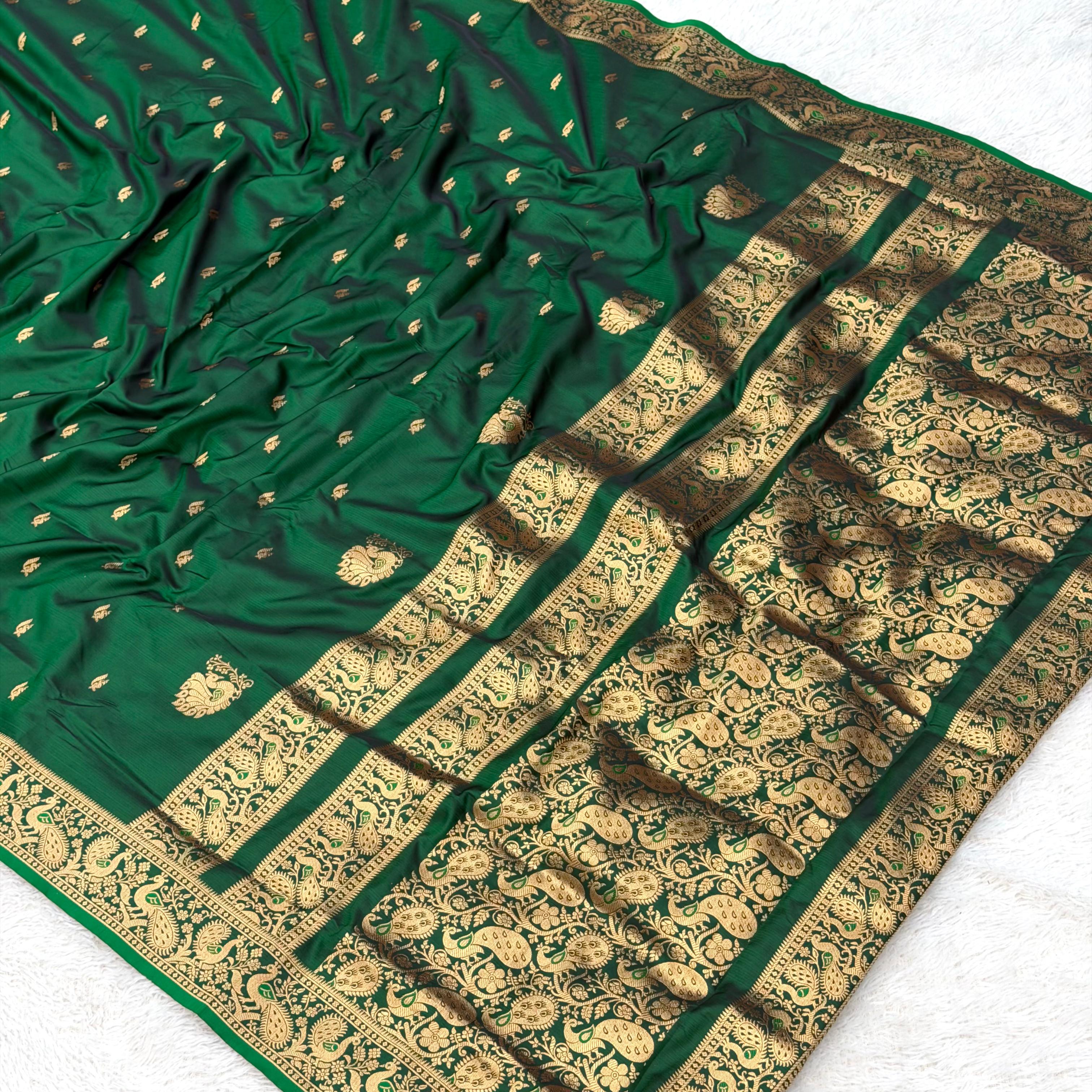 Silk Peshwai Saree - Green