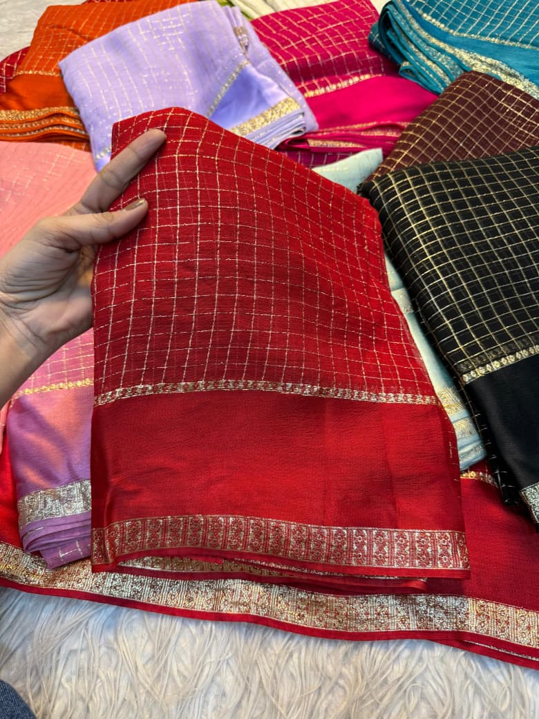 Soft Shiffine saree - RED