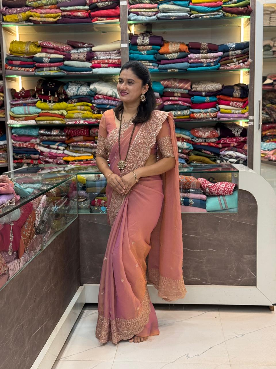 Soft moss party wear saree  - Aboli