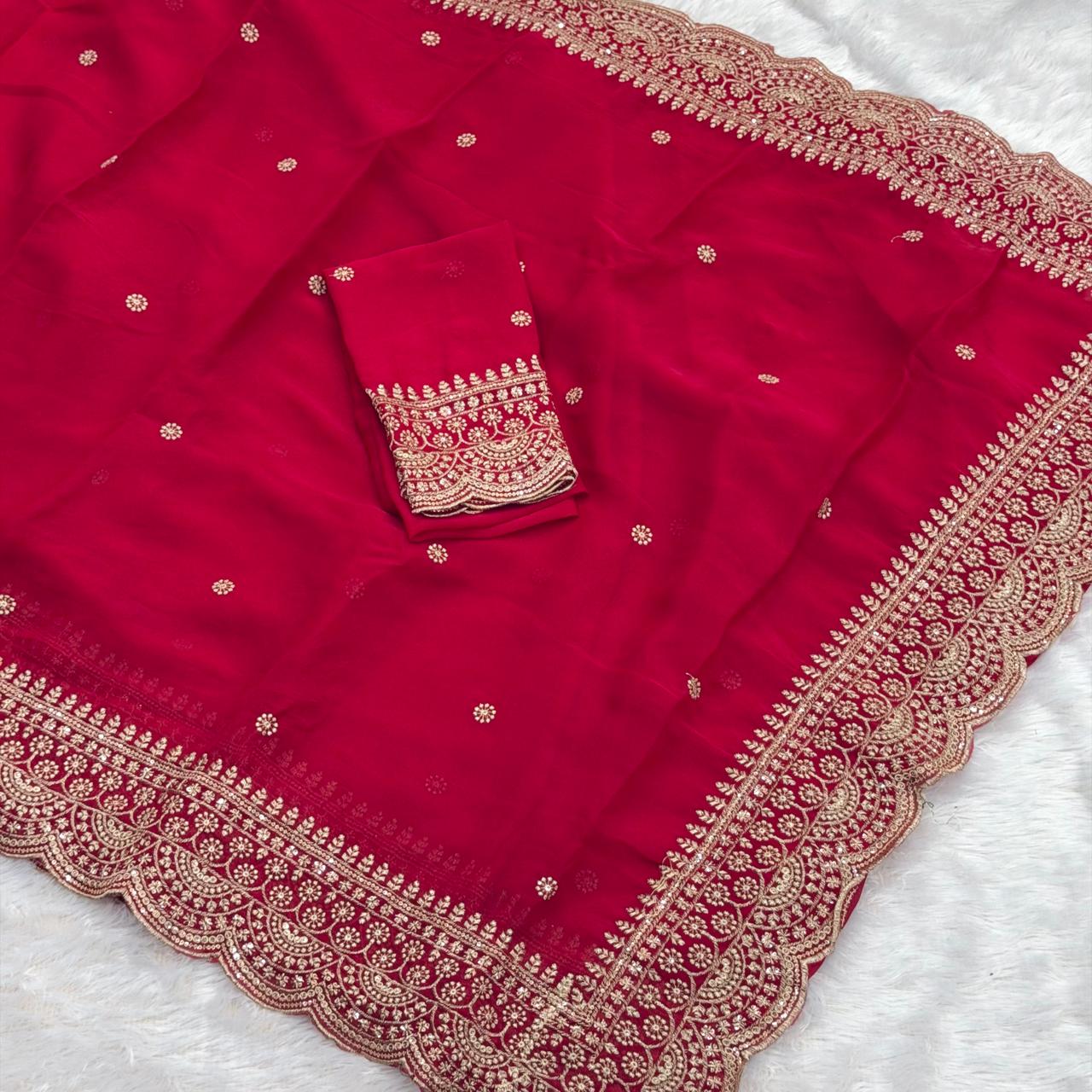 Soft and moss party wear saree - Pink