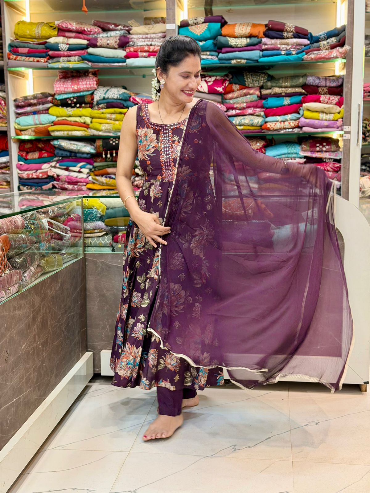 Meera vertical soft ambrella dress - Purple