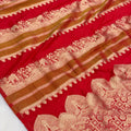 Crepe Georgette Jangal Design Saree - Red