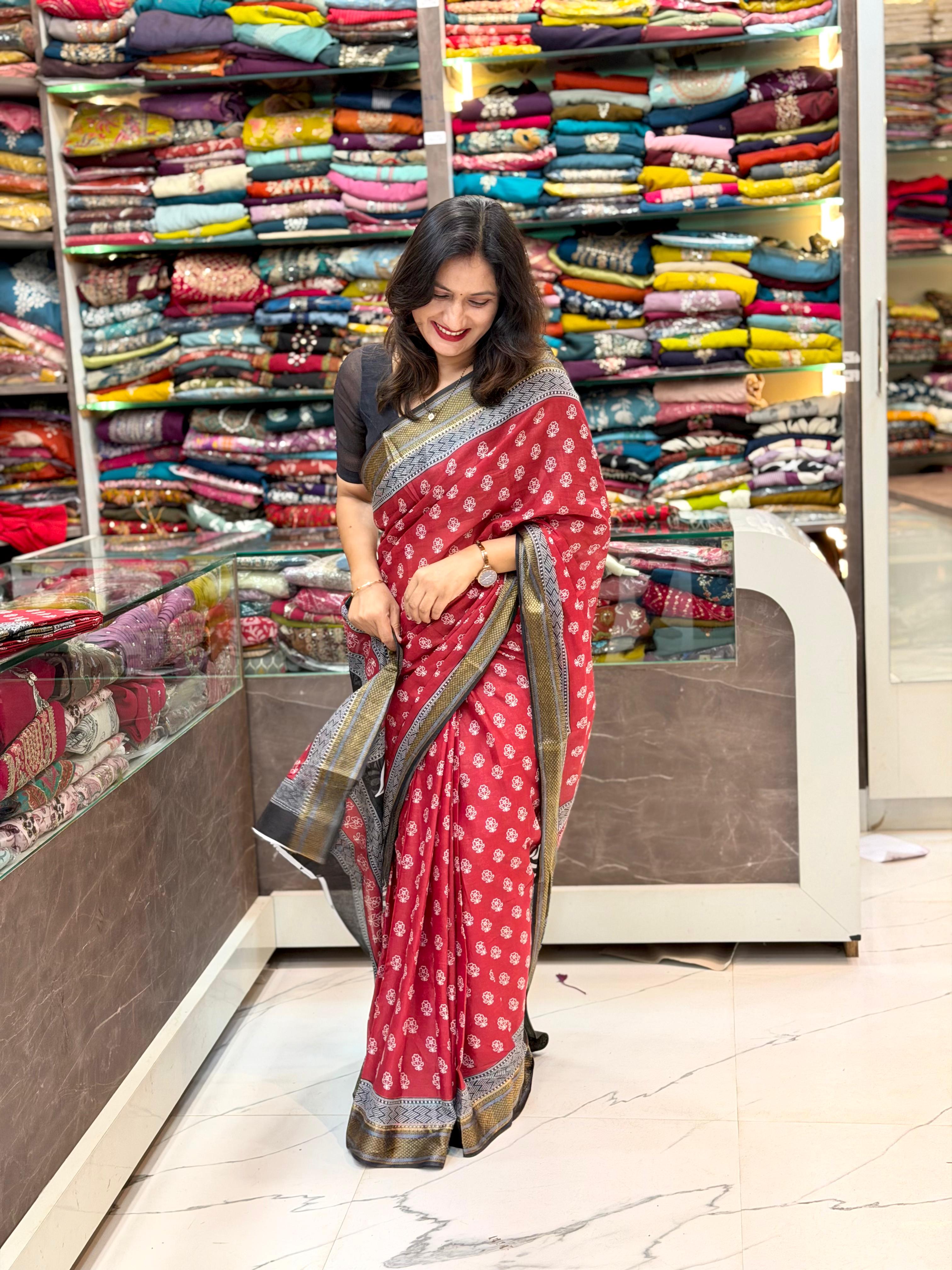 Pure Maheshwari Mal Cotton saree