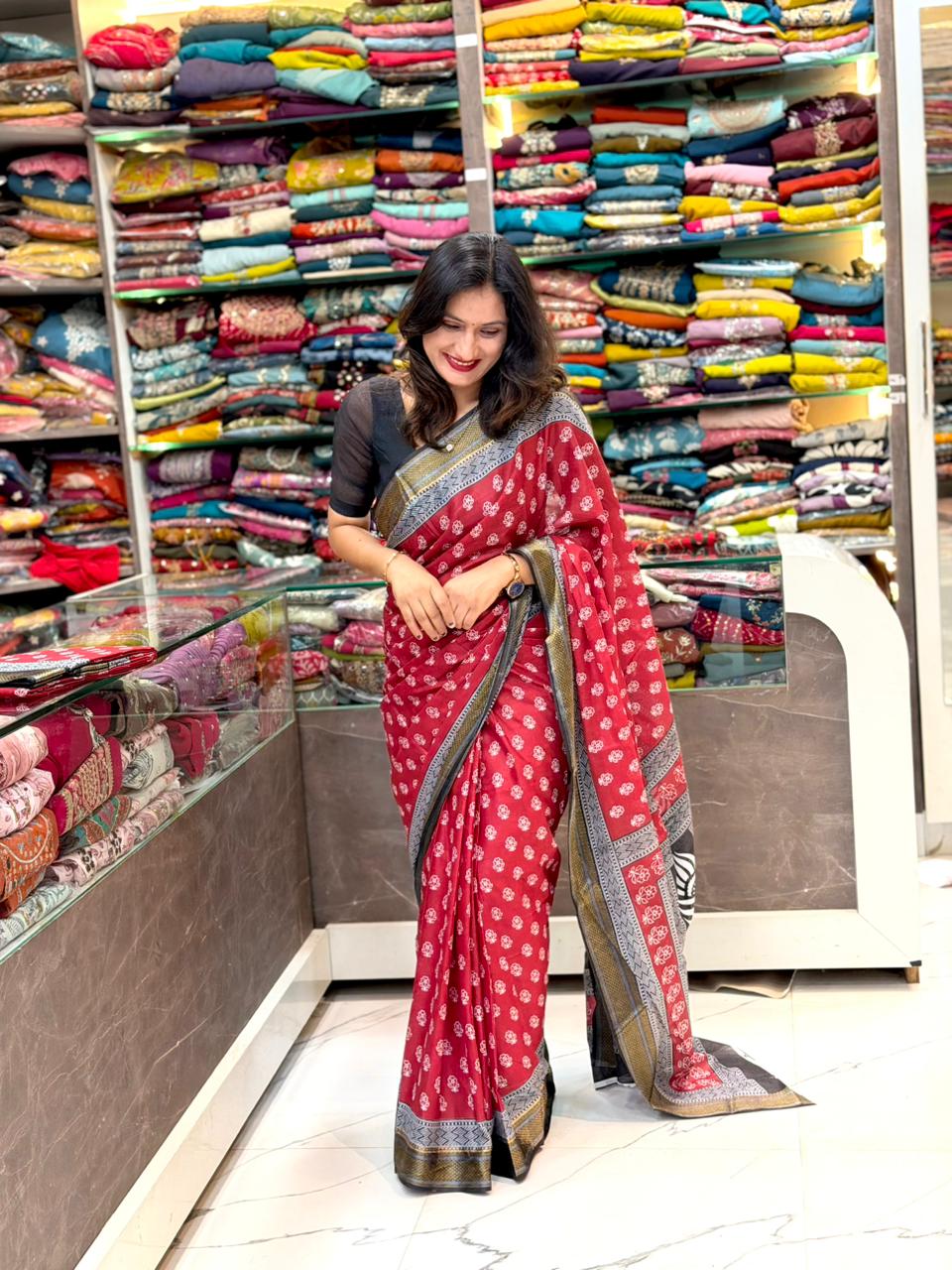 Pure Maheshwari Mal Cotton saree