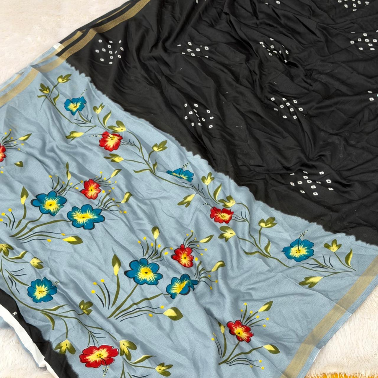 Bandhani Saree - Black