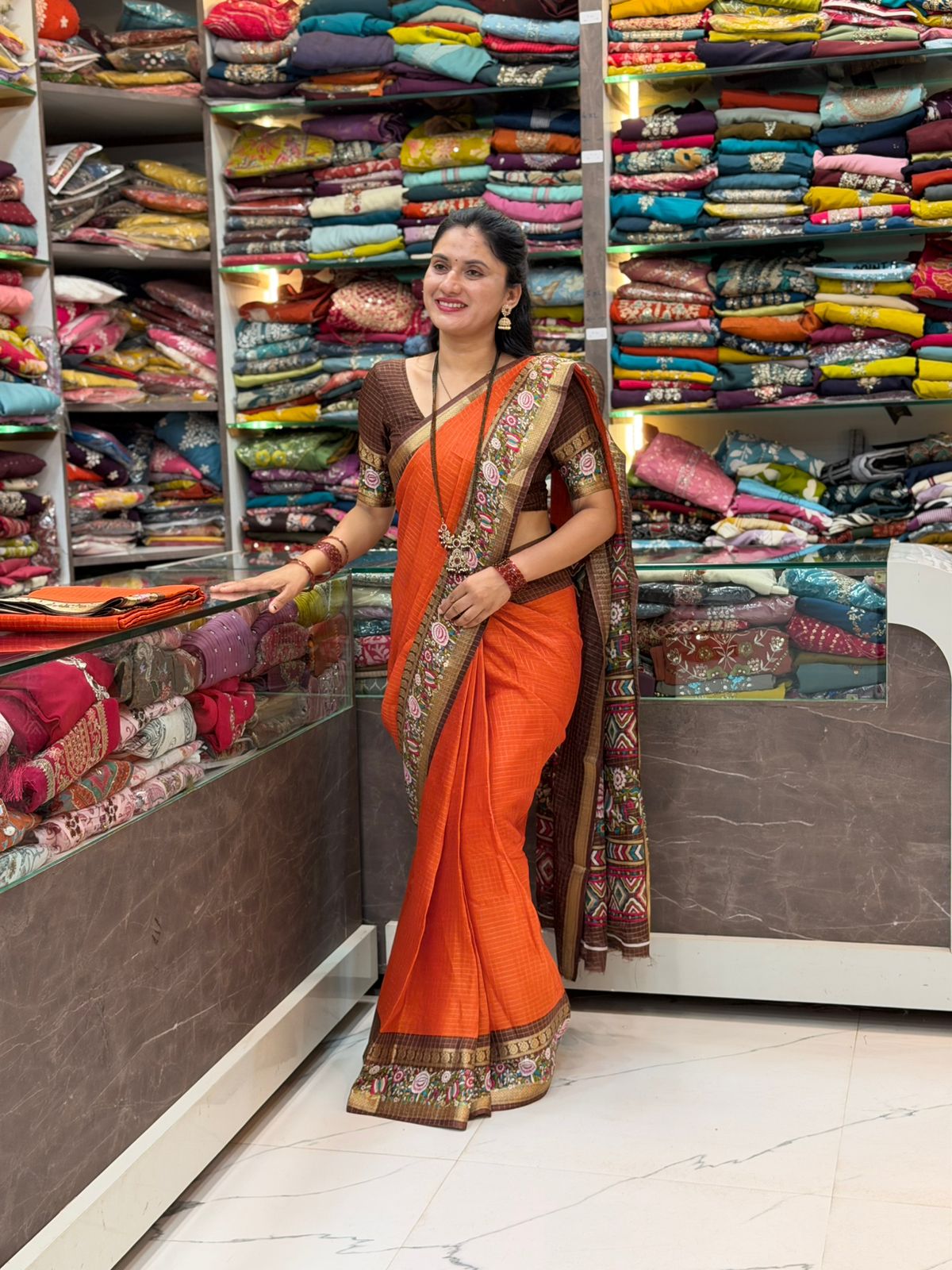 Malai silk checks pattern saree