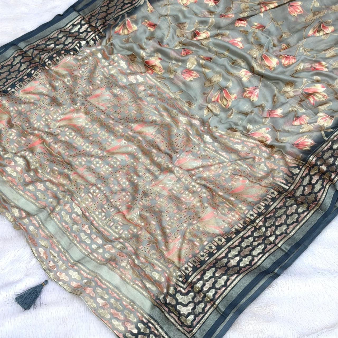 Soft Brasso Floral Saree