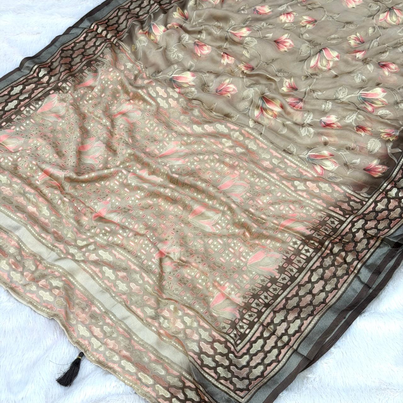 Soft Brasso Floral Saree