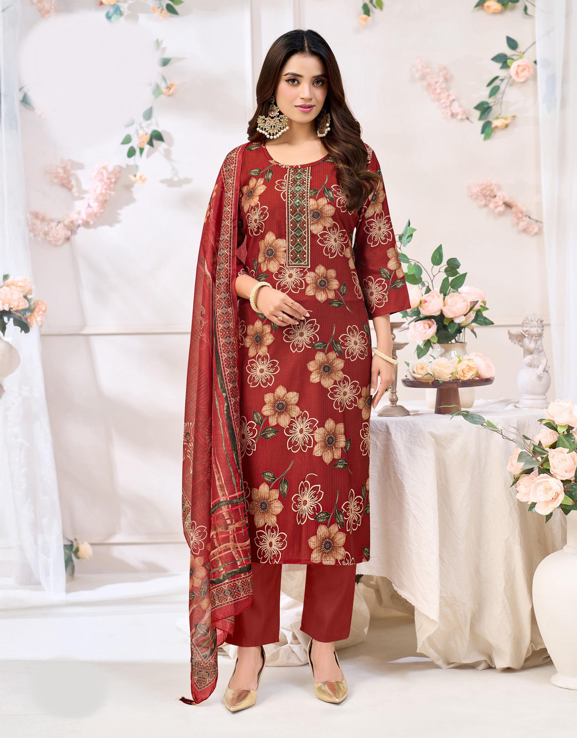 Aradhya 3 pice dress set - wine