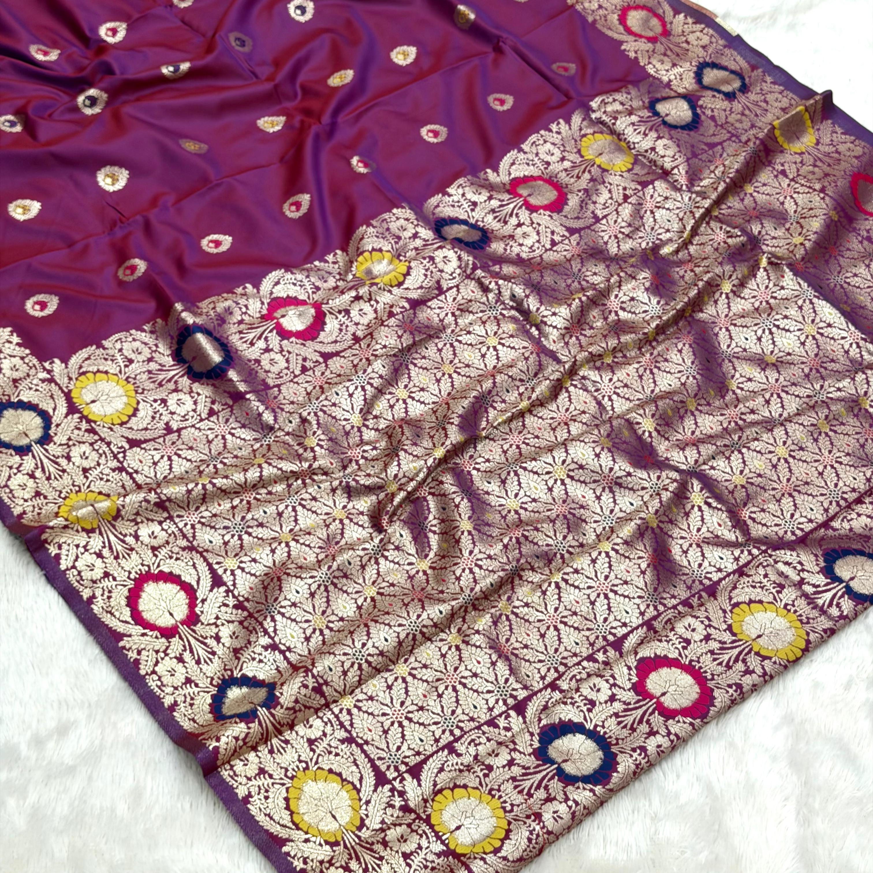 Jasmin  Beautiful flower design saree -  Purple