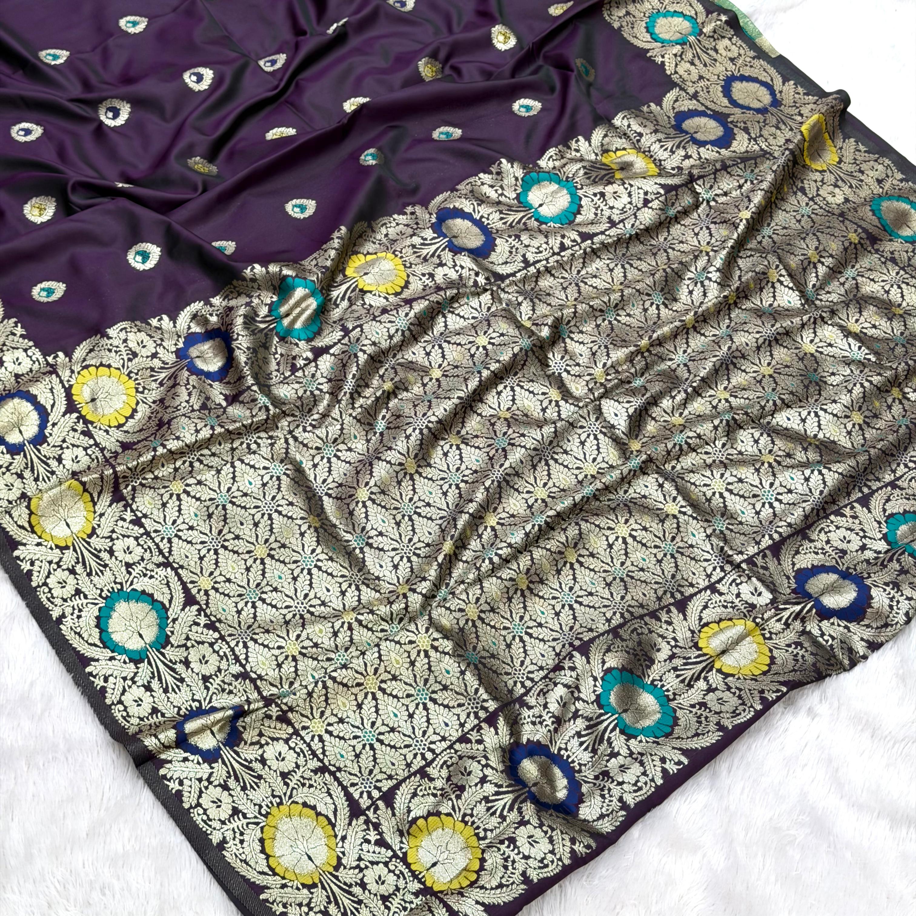 Jasmin  Beautiful flower design saree -  Wine