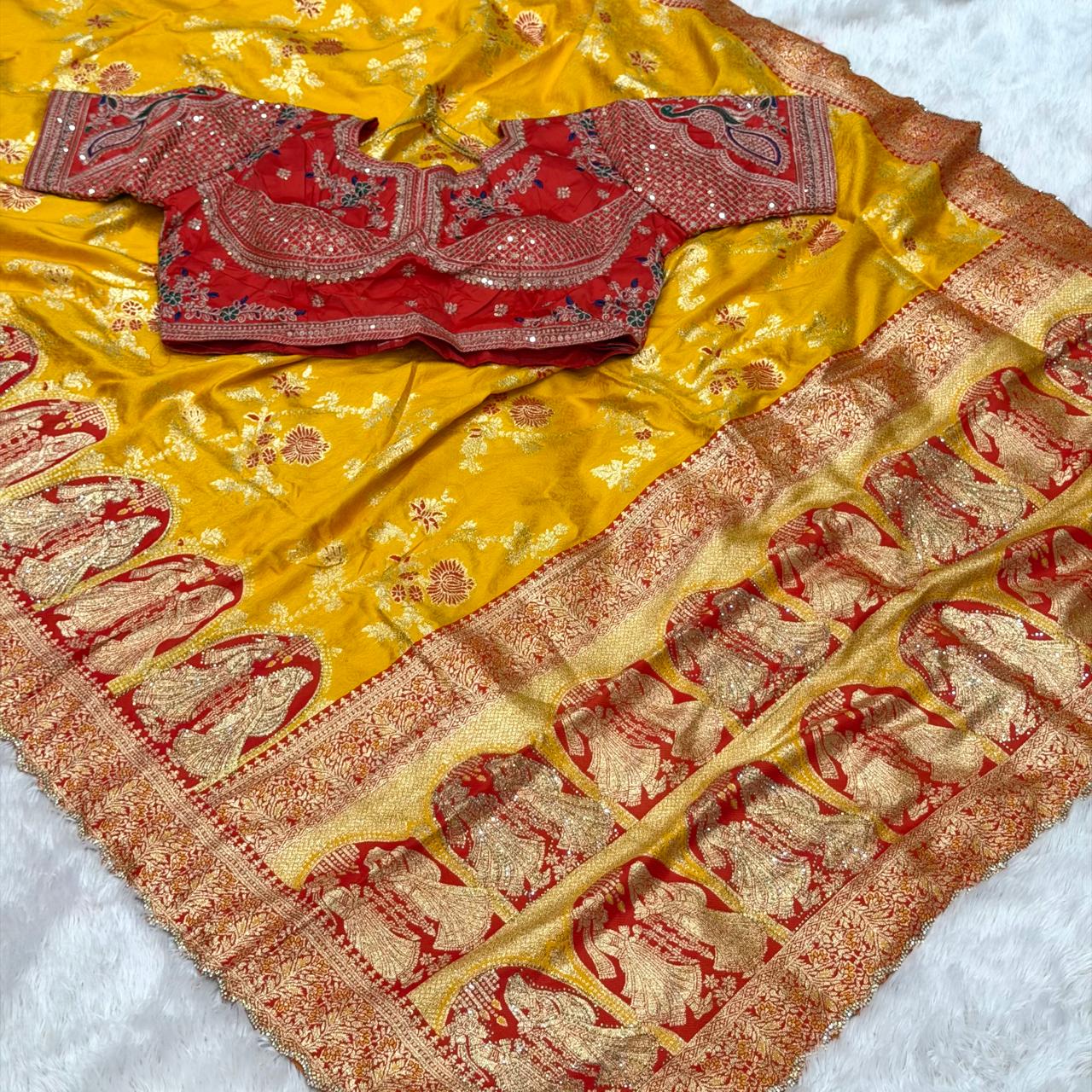 Radha Jal Design saree -  Yellow