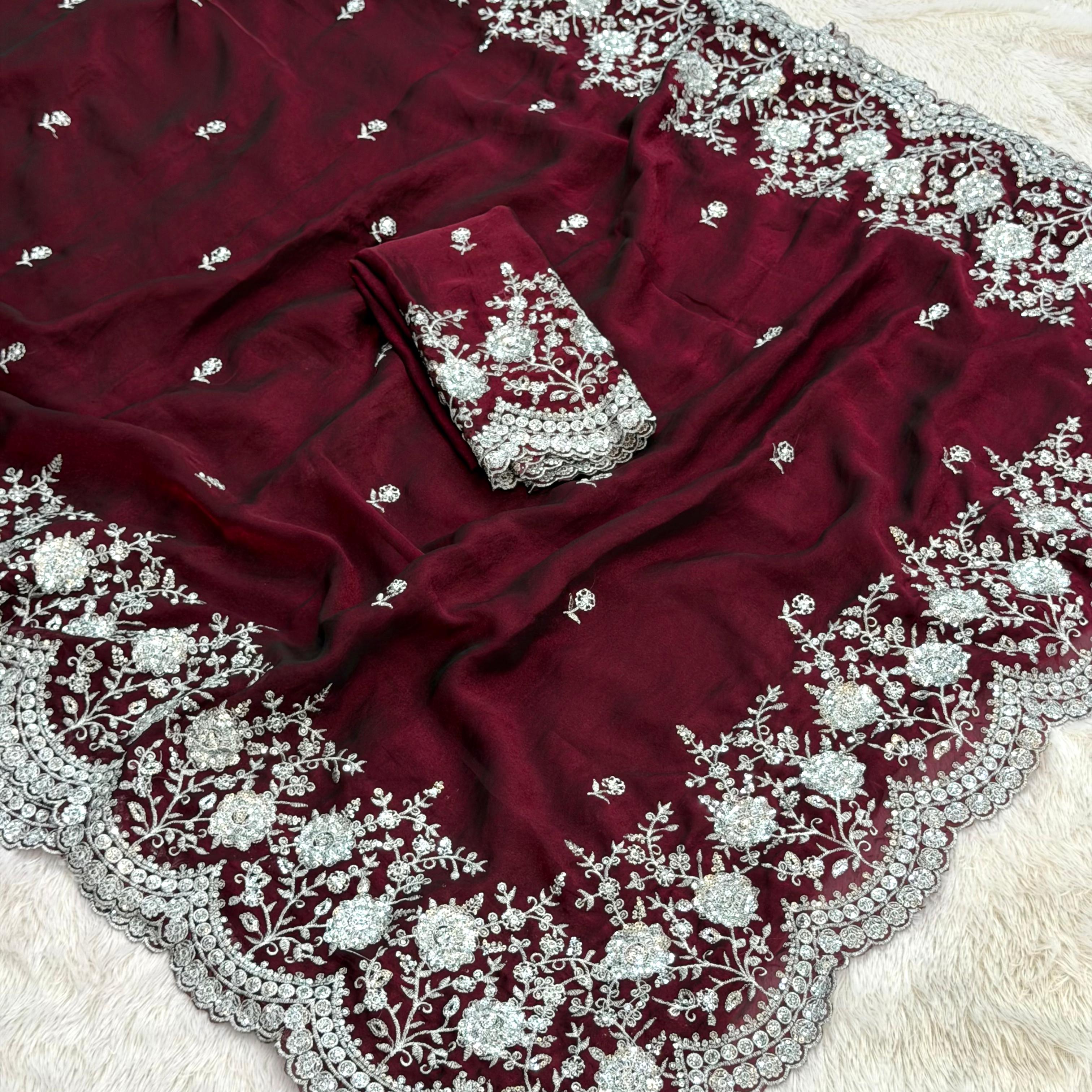 Janki Desiner Saree - Marron