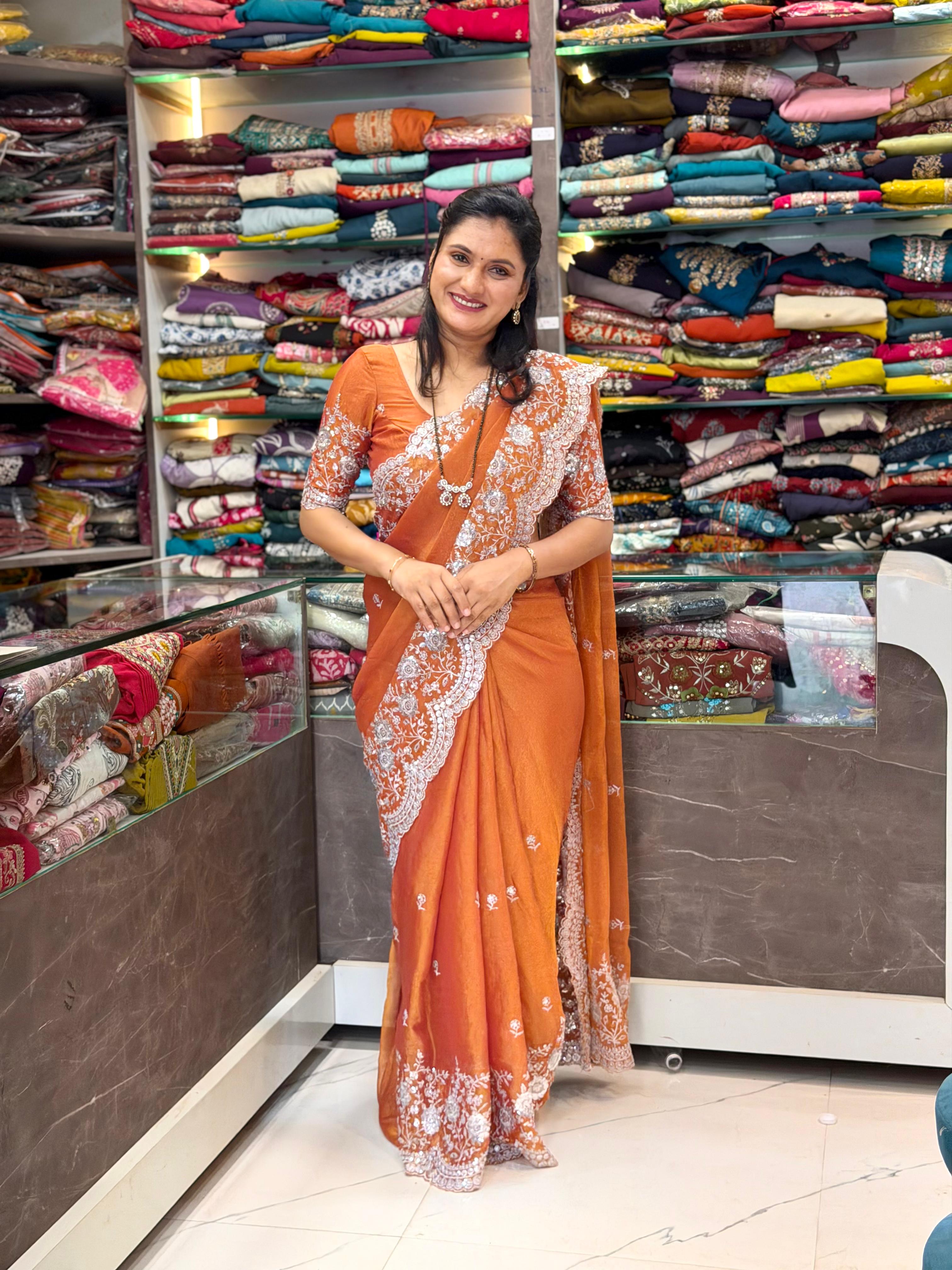 Janki Desiner Saree - Orange