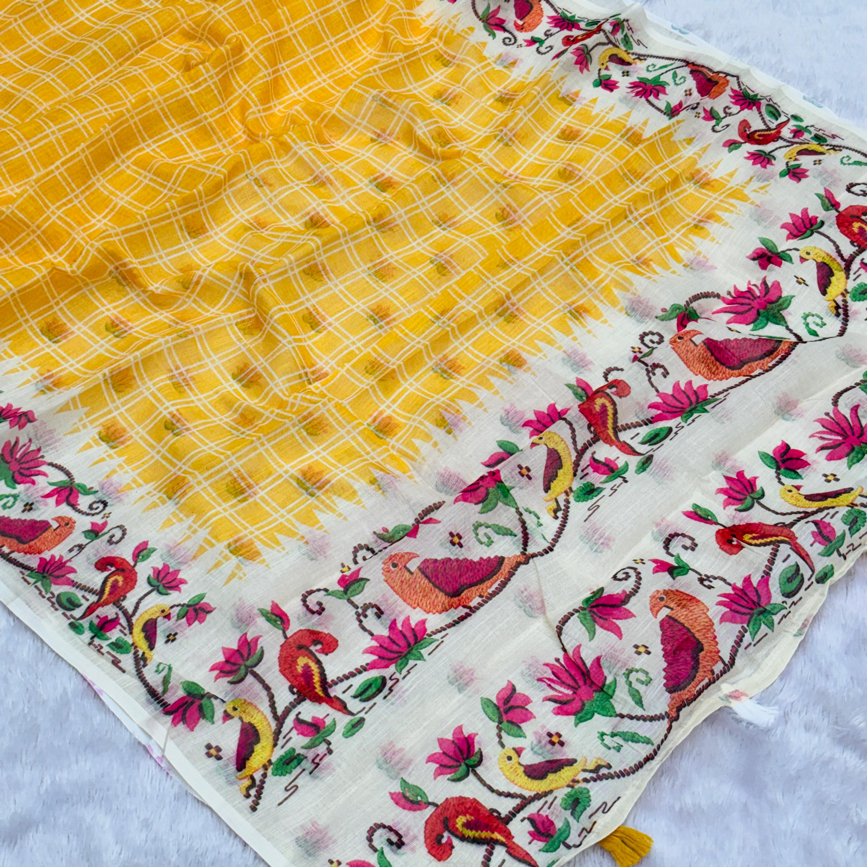 Gouri Cotton Saree - Yellow