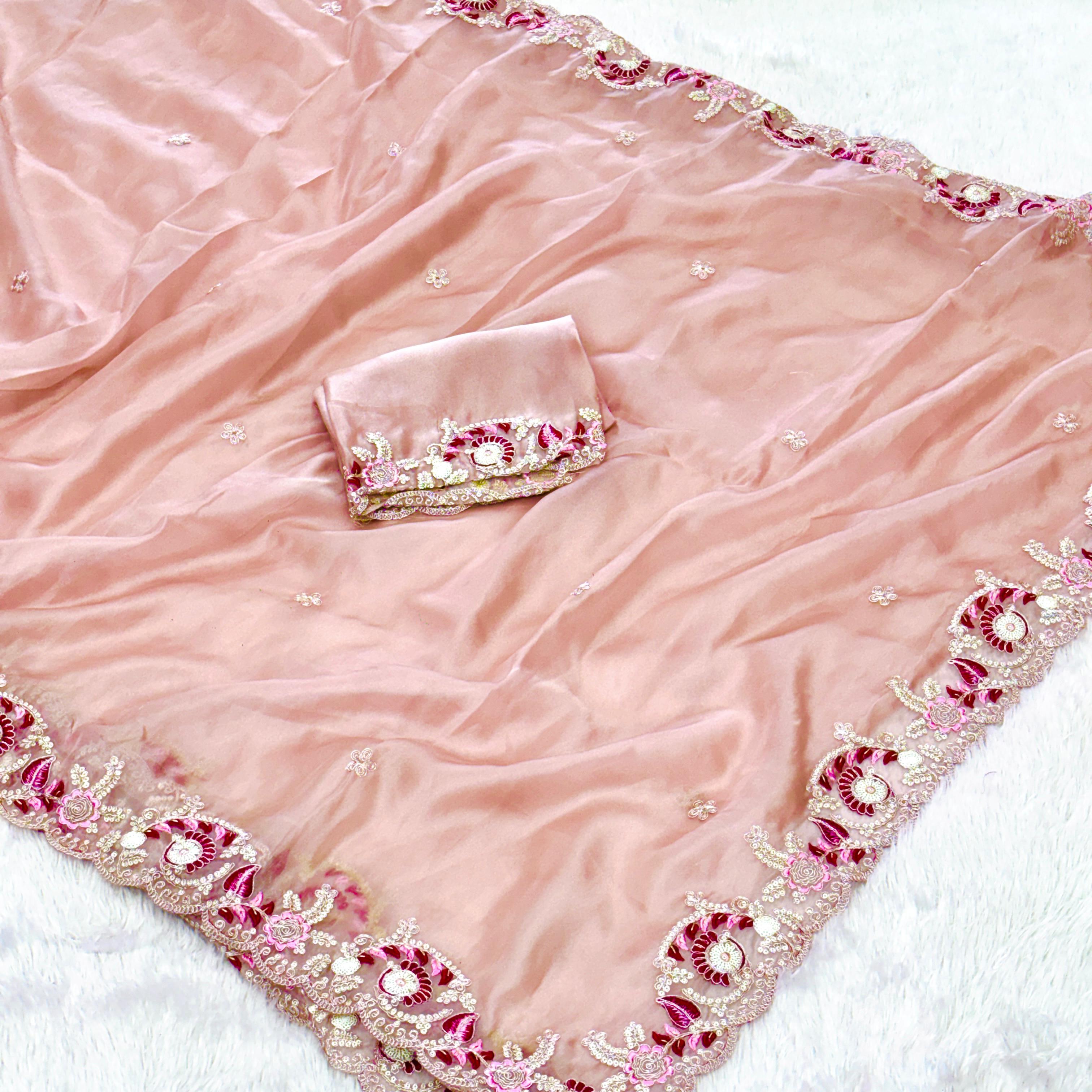 Japan Organza Saree - Pink