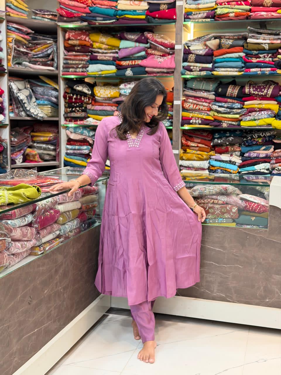 Chanderi Ambrela Onion Pink