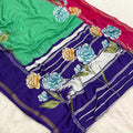 Mal cotton Printed Saree - Mint green