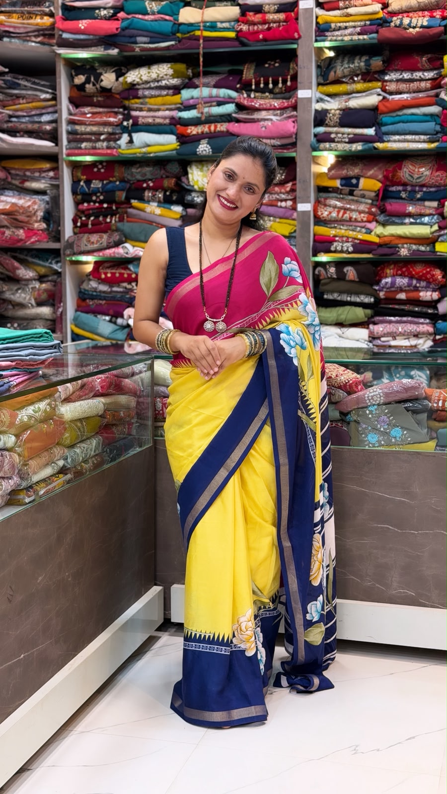 Mal cotton Printed Saree -  Lemon