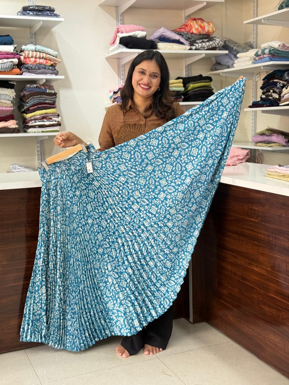 Satin plating fabric best skirt - Blue