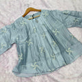 Chanderi Thread Work Short Kurti - Pastel  Blue