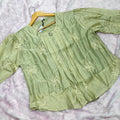 Chanderi Thread Work Short Kurti - Pista