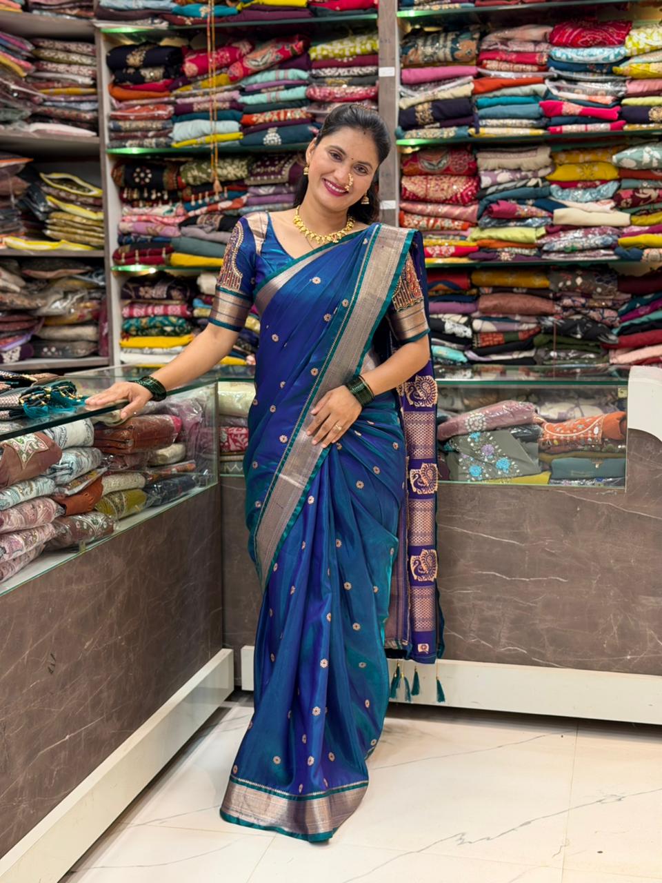 Bhumkai Jijamata pallu paithani saree