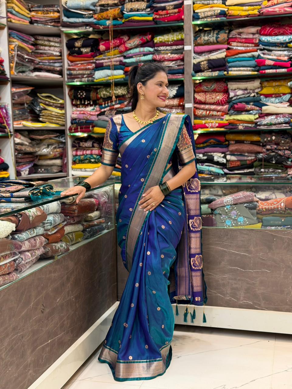 Bhumkai Jijamata pallu paithani saree