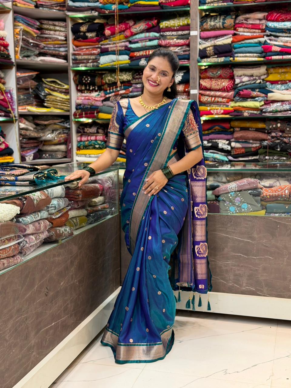 Bhumkai Jijamata pallu paithani saree