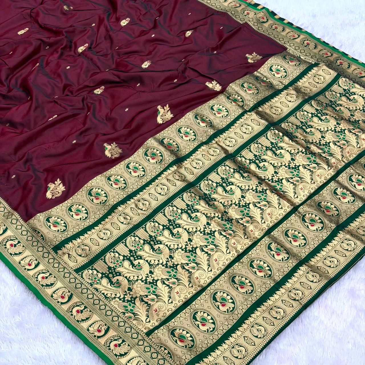 Marron  Bhumkai  saree