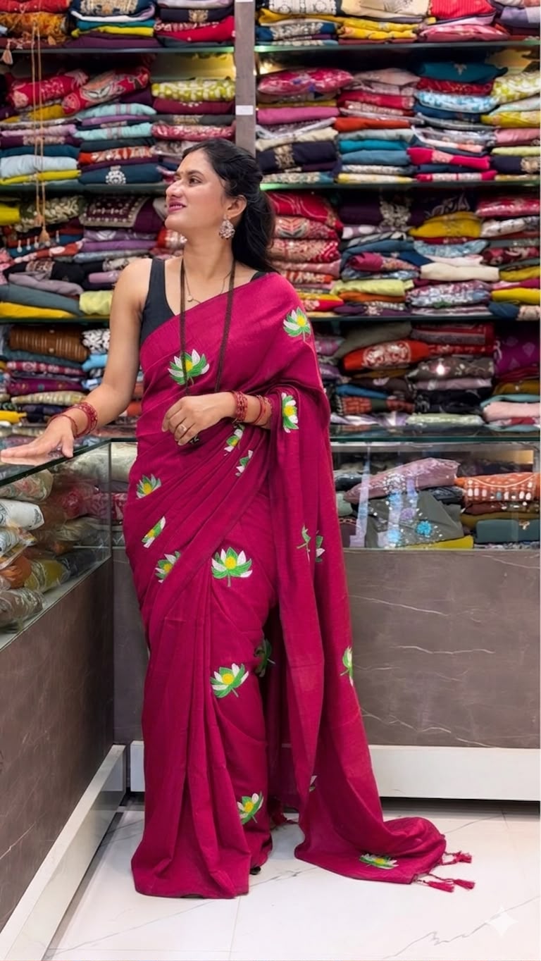 Padma Mal Cotton Saree -  Pink