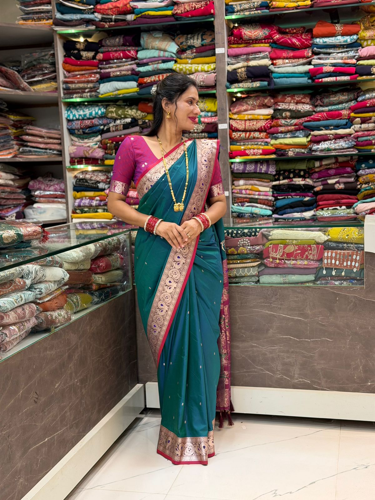 Traditional Silk Peshwai Saree - Morpankhi