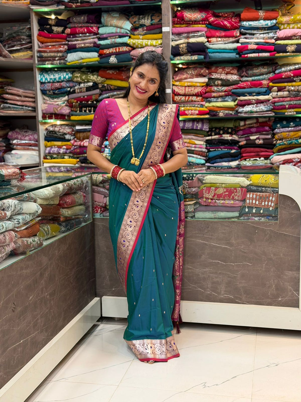 Traditional Silk Peshwai Saree - Morpankhi